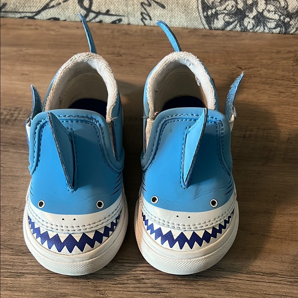 Blue and White Vans Slip-on Shark Shoes size 5 Toddler